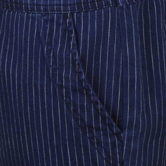 American Eagle Outfitters Women's Small Blue White Striped Denim Short Overalls - Picture 6 of 10